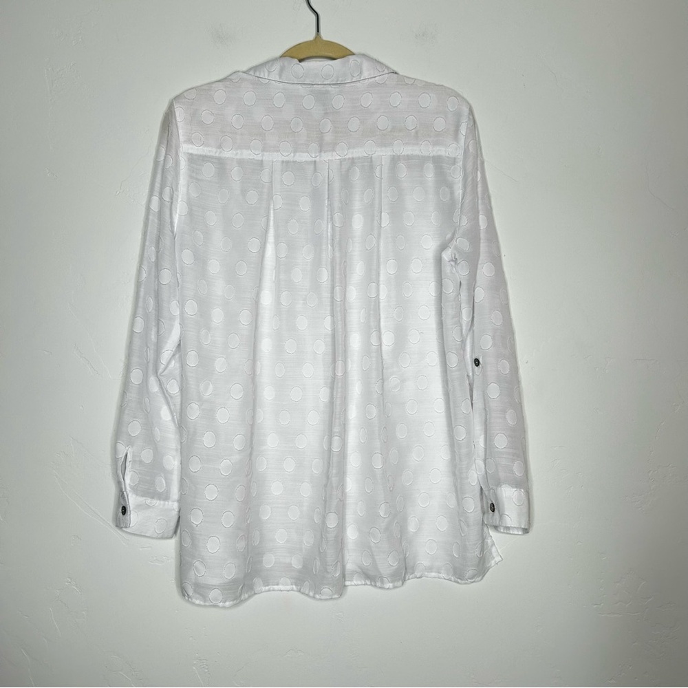 Multiples White Polka Dot Button Down Blouse Shir… - image 2